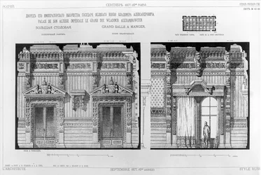 Ontwerp voor de eetkamer in het paleis van de Groothertog Vladimir aan de Paleiskade, St. Petersburg, 1877